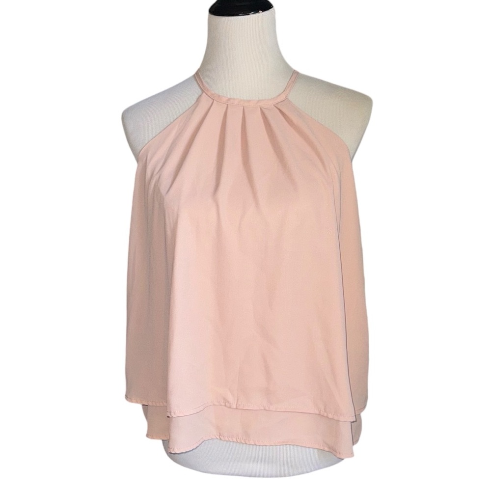 Rue21 Beige Halter Sleeveless Sheer Blouse Size L
